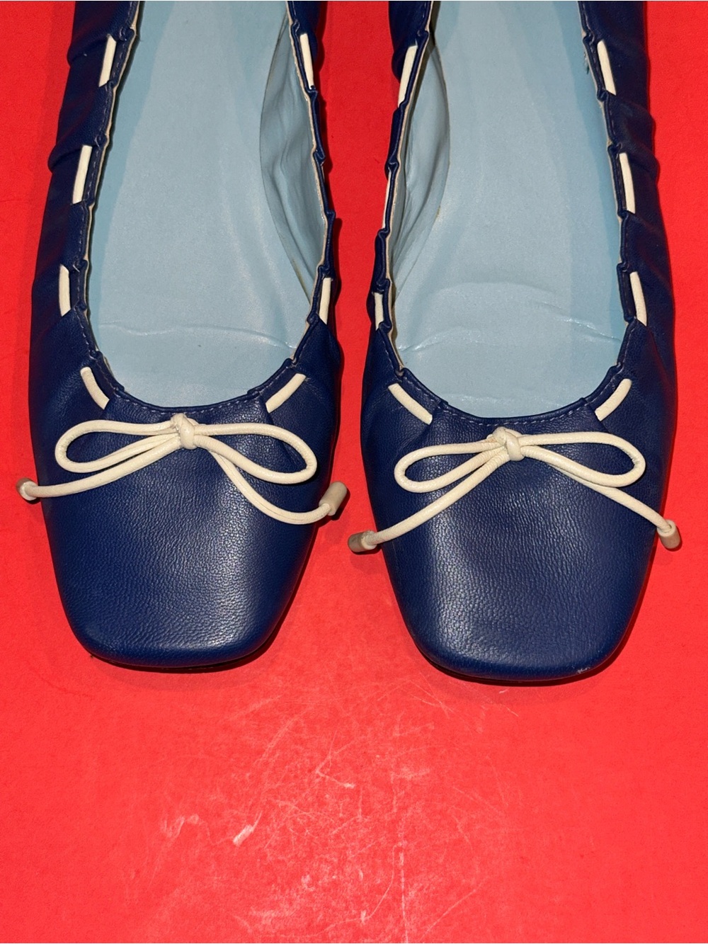 FRANCES VALENTINE Ava Square Toe Ballet Leather Flats Shoes 9 B Retail $398 - Picture 2 of 9